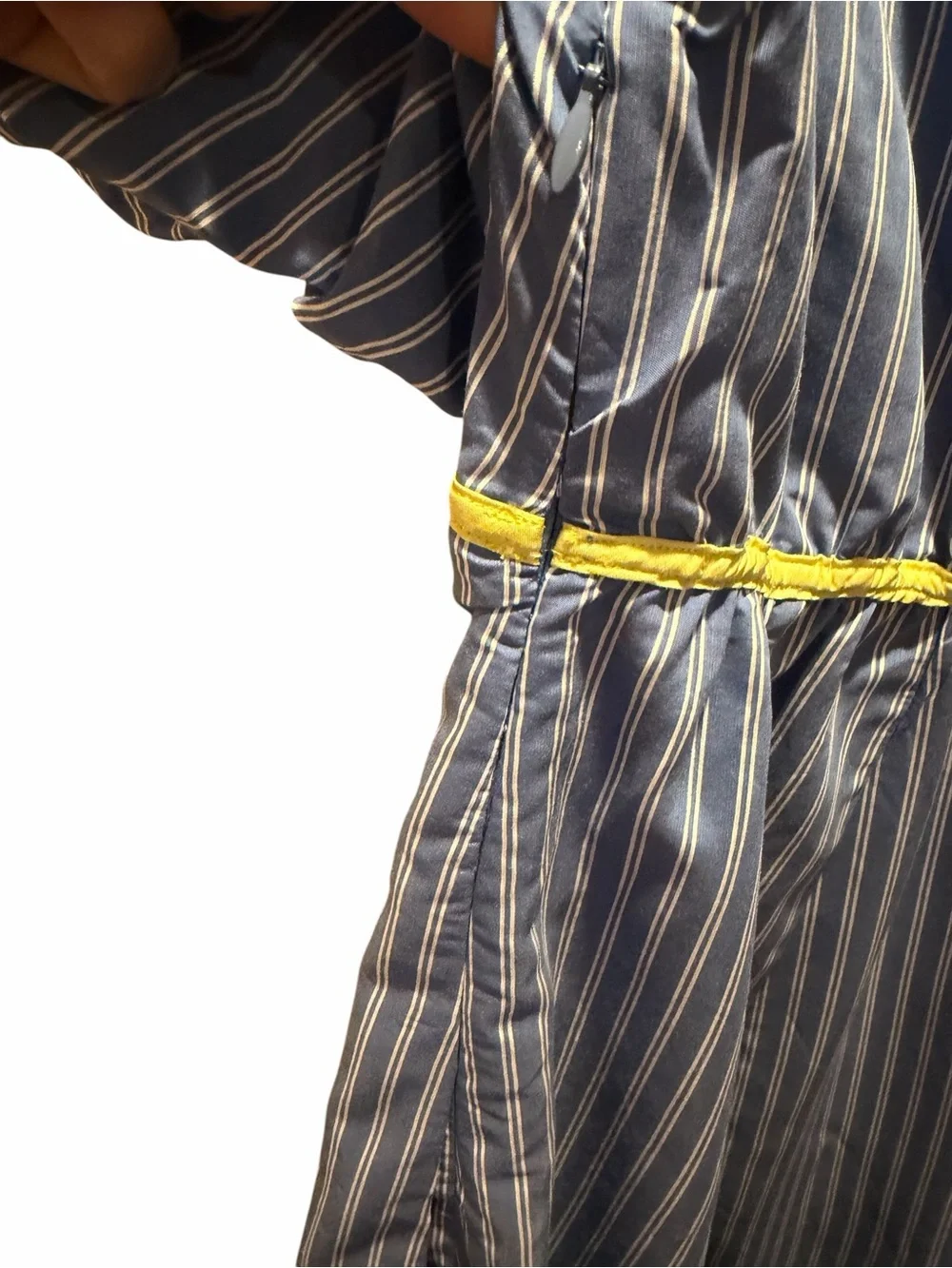 Anthropologie Blue & White Striped Tie-Front Mini Dress with Yellow Trim MEDIUM - Picture 6 of 9